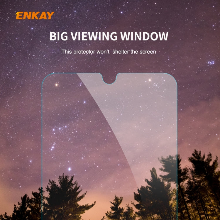 For Huawei Y6p 2 PCS ENKAY Hat-Prince 0.26mm 9H 2.5D Curved Edge Tempered Glass Film