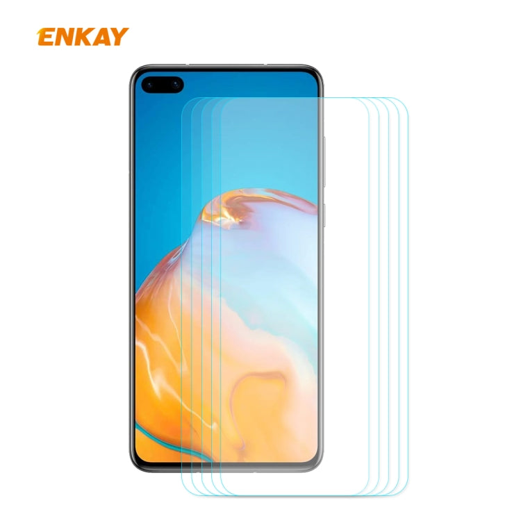 For Huawei P40 5 PCS ENKAY Hat-Prince 0.26mm 9H 2.5D Curved Edge Tempered Glass Film