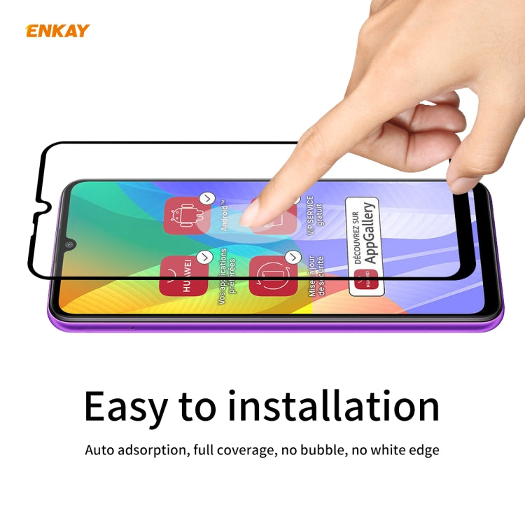 For Huawei Y6p ENKAY Hat-Prince Full Glue 0.26mm 9H 2.5D Tempered Glass Full Coverage Film