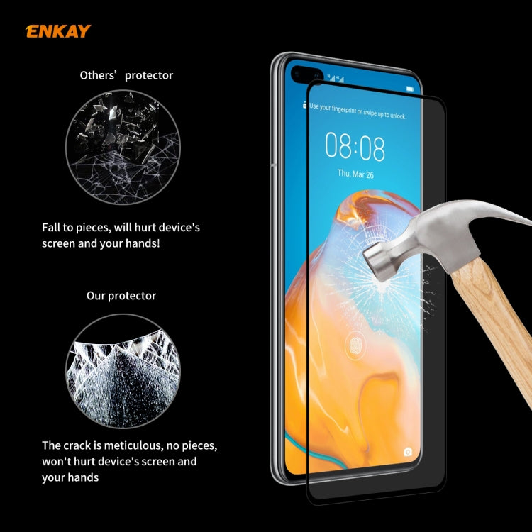 For Huawei P40 5 PCS ENKAY Hat-Prince Full Glue 0.26mm 9H 2.5D Tempered Glass Full Coverage Film