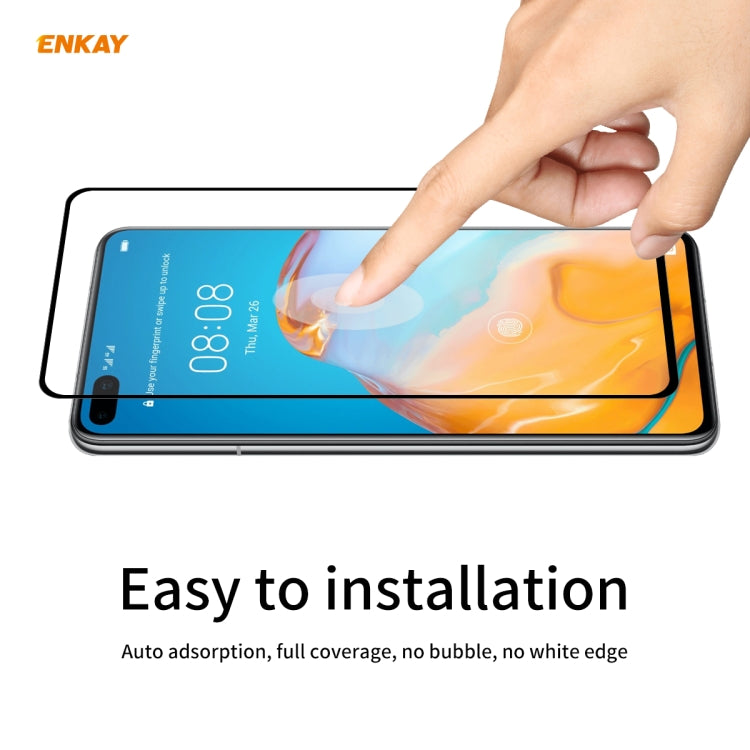 For Huawei P40 5 PCS ENKAY Hat-Prince Full Glue 0.26mm 9H 2.5D Tempered Glass Full Coverage Film