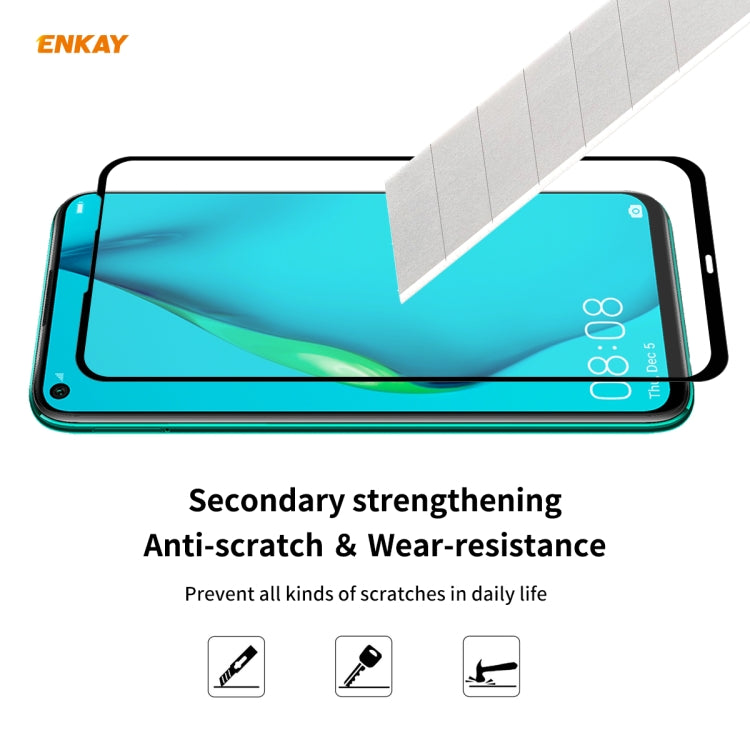 For Huawei P40 Lite 5 PCS ENKAY Hat-Prince Full Glue 0.26mm 9H 2.5D Tempered Glass Full Coverage Film