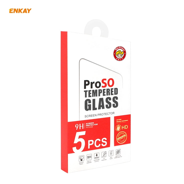 For Huawei Y5p 5 PCS ENKAY Hat-Prince Full Glue 0.26mm 9H 2.5D Tempered Glass Full Coverage Film
