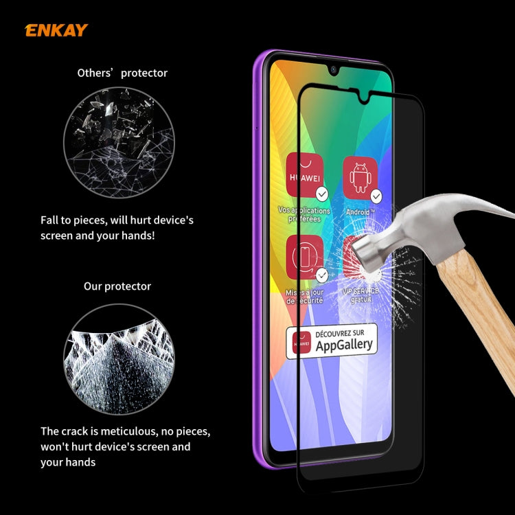 For Huawei Y6p 5 PCS ENKAY Hat-Prince Full Glue 0.26mm 9H 2.5D Tempered Glass Full Coverage Film