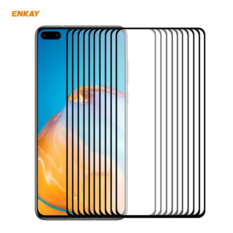 For Huawei P40 10 PCS ENKAY Hat-Prince Full Glue 0.26mm 9H 2.5D Tempered Glass Full Coverage Film