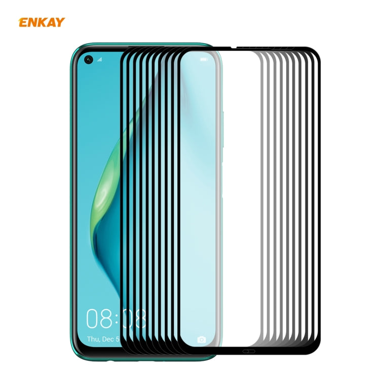 For Huawei P40 Lite 10 PCS ENKAY Hat-Prince Full Glue 0.26mm 9H 2.5D Tempered Glass Full Coverage Film