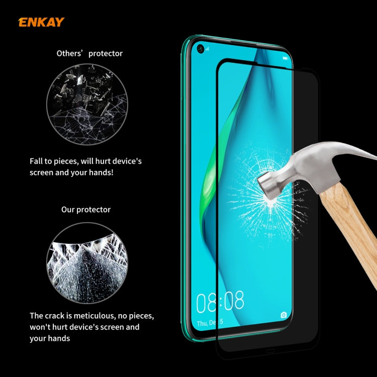 For Huawei P40 Lite 10 PCS ENKAY Hat-Prince Full Glue 0.26mm 9H 2.5D Tempered Glass Full Coverage Film