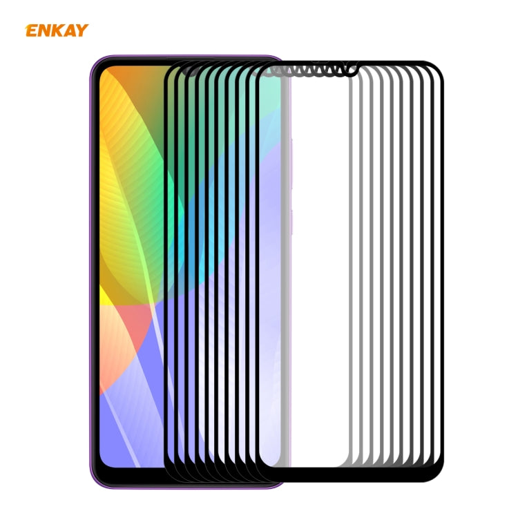For Huawei Y6p 10 PCS ENKAY Hat-Prince Full Glue 0.26mm 9H 2.5D Tempered Glass Full Coverage Film