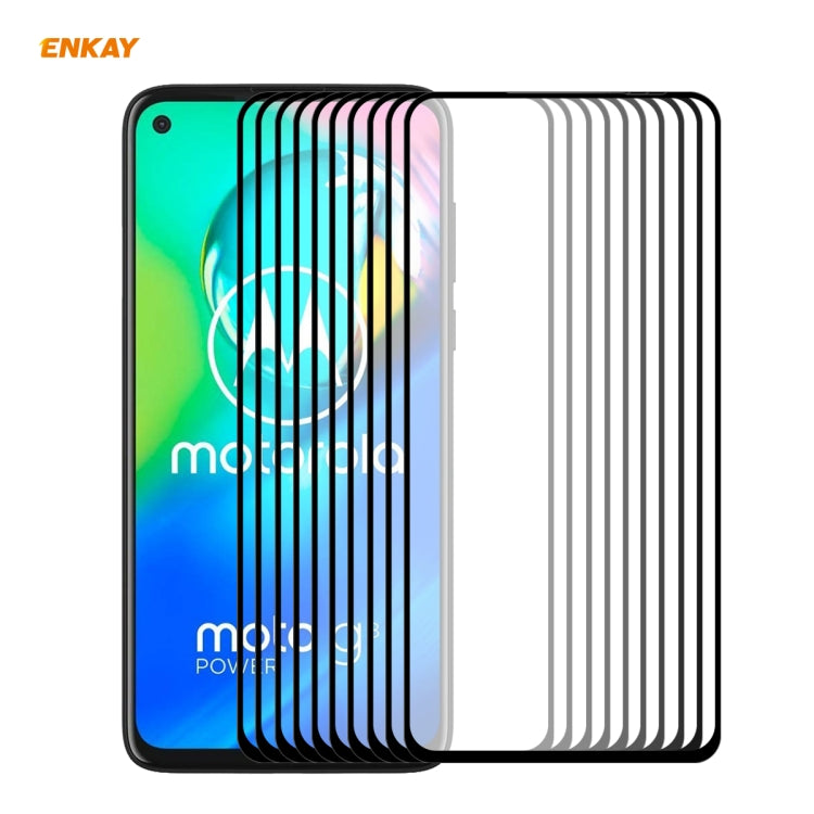 For Motorola Moto G8 Power 10 PCS ENKAY Hat-Prince Full Glue 0.26mm 9H 2.5D Tempered Glass Full Coverage Film