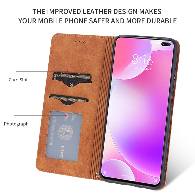 For Redmi K30 & Poco X2 Retro Skin Feel Business Magnetic Horizontal Flip Leather Case