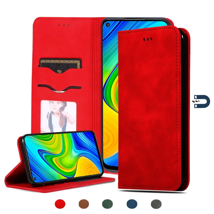 For Redmi Note 9 / Redmi 10X 4G Retro Skin Feel Business Magnetic Horizontal Flip Leather Case