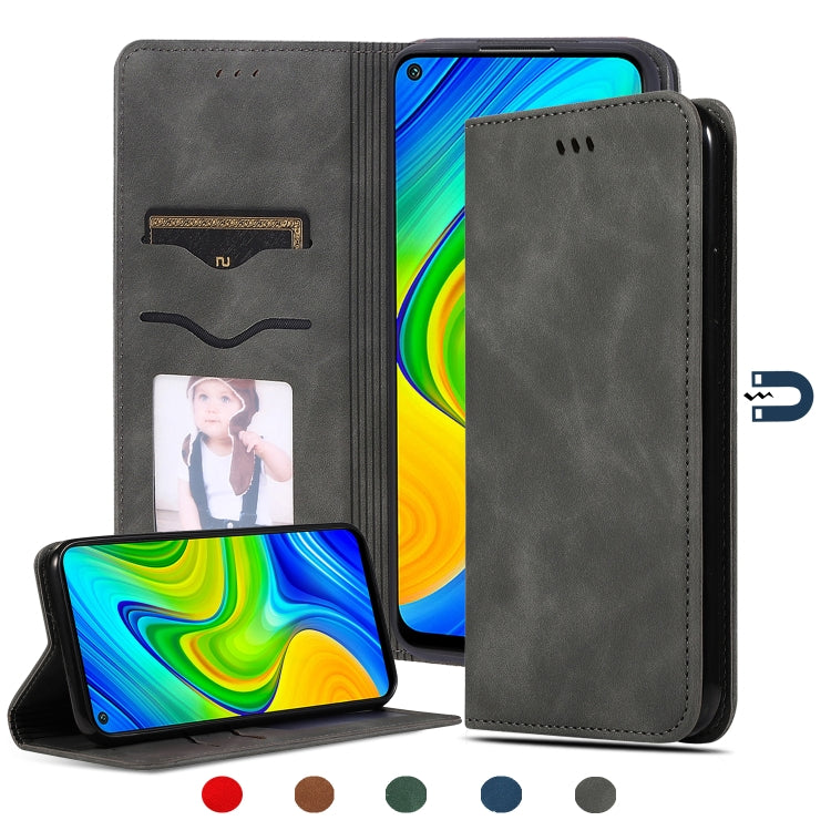 For Redmi Note 9 / Redmi 10X 4G Retro Skin Feel Business Magnetic Horizontal Flip Leather Case