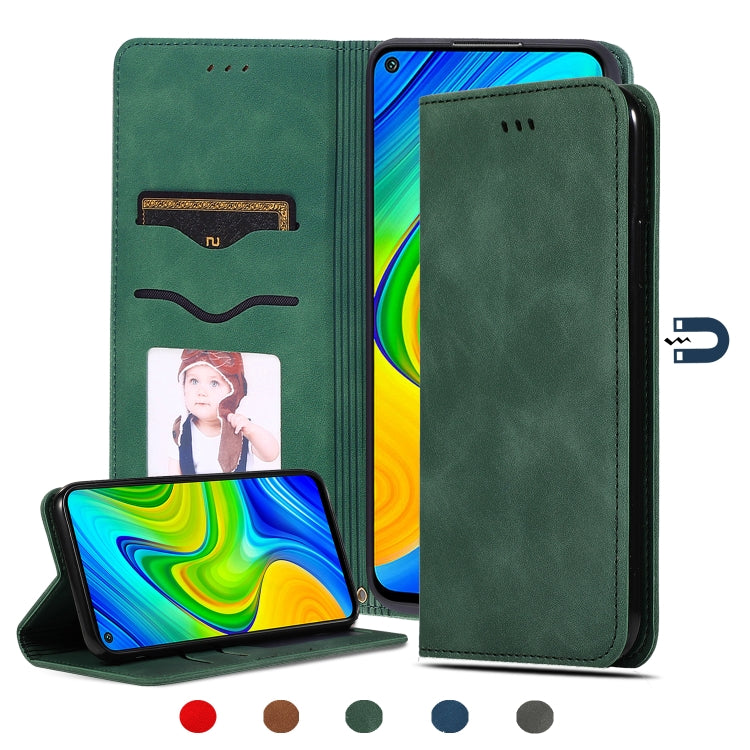 For Redmi Note 9 / Redmi 10X 4G Retro Skin Feel Business Magnetic Horizontal Flip Leather Case