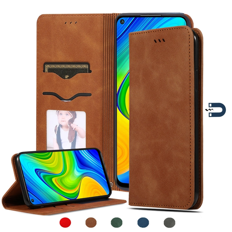 For Redmi Note 9 / Redmi 10X 4G Retro Skin Feel Business Magnetic Horizontal Flip Leather Case