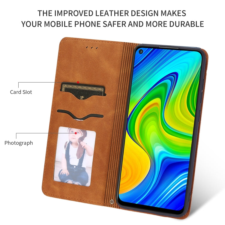 For Redmi Note 9 / Redmi 10X 4G Retro Skin Feel Business Magnetic Horizontal Flip Leather Case