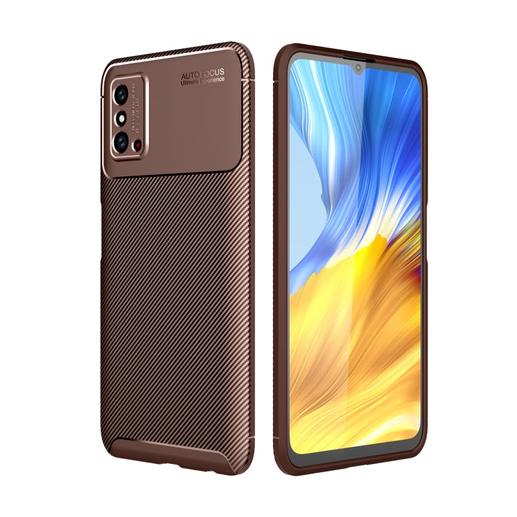 For Huawei Honor X10 Max 5G Carbon Fiber Texture Shockproof TPU Case(Brown)