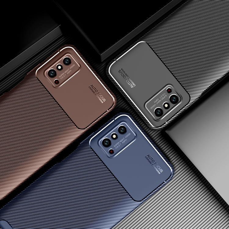 For Huawei Honor X10 Max 5G Carbon Fiber Texture Shockproof TPU Case(Brown)