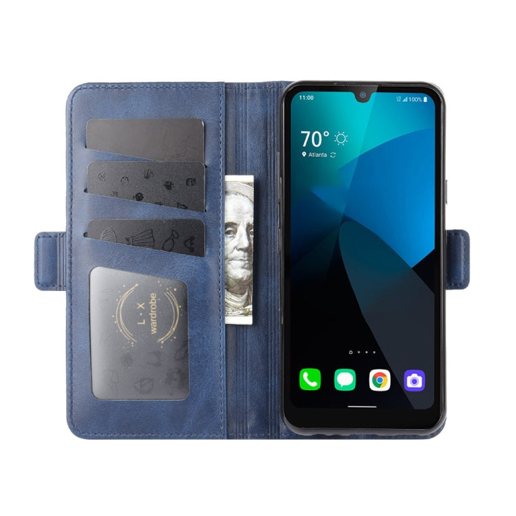 For LG harmony 4 Dual-side Magnetic Buckle Horizontal Flip Leather Case with Holder & Card Slots & Wallet