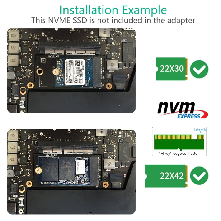 NGFF M.2 NVMe Key M 2230/2242 Type Adapter for MacBook Pro A1708 Model