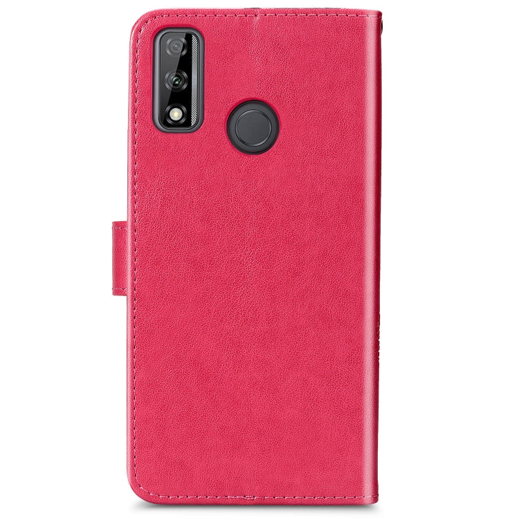 For Huawei Y8S Four-leaf Clasp Embossed Buckle Mobile Phone Protection Leather Case with Lanyard & Card Slot & Wallet & Bracket Function