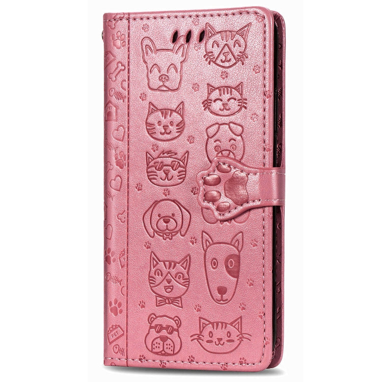 For OPPO A5 (2020) / A9 (2020) Cute Cat and Dog Embossed Horizontal Flip Leather Case with Holder & Card Slots & Wallet & Cartoon Clasp & Lanyard