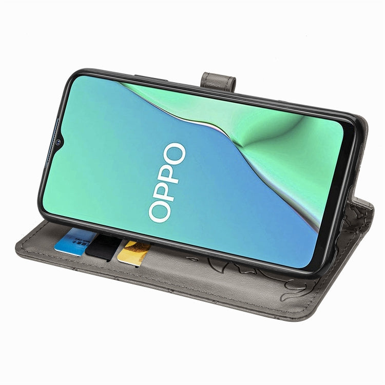 For OPPO A5 (2020) / A9 (2020) Cute Cat and Dog Embossed Horizontal Flip Leather Case with Holder & Card Slots & Wallet & Cartoon Clasp & Lanyard