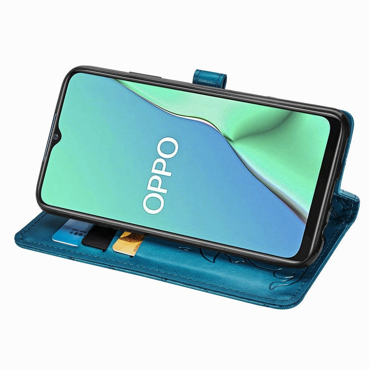 For OPPO A5 (2020) / A9 (2020) Cute Cat and Dog Embossed Horizontal Flip Leather Case with Holder & Card Slots & Wallet & Cartoon Clasp & Lanyard