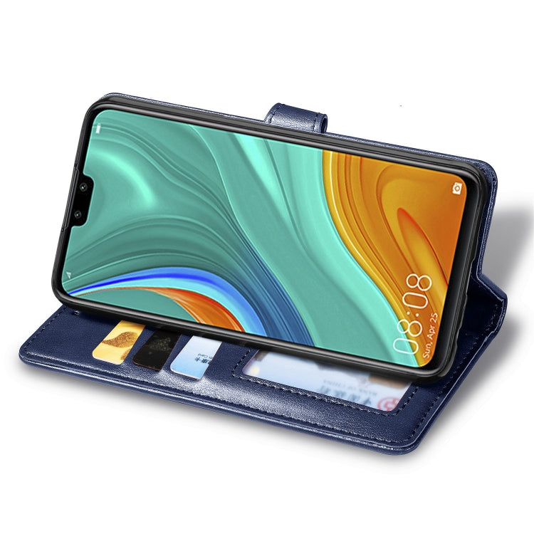 For Huawei Y8S Retro Solid Color Leather Buckle Phone Case with Lanyard & Photo Frame & Card Slot & Wallet & Stand Function