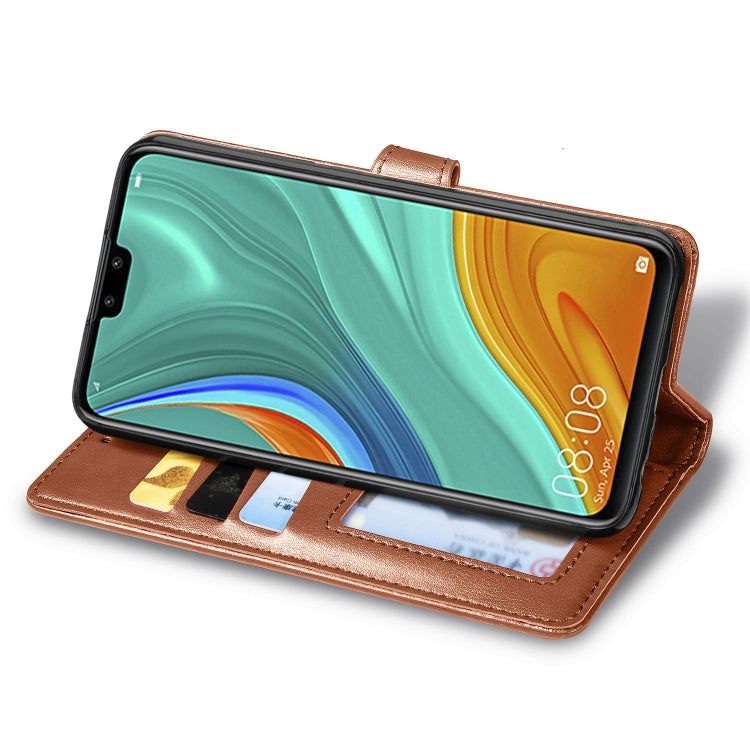 For Huawei Y8S Retro Solid Color Leather Buckle Phone Case with Lanyard & Photo Frame & Card Slot & Wallet & Stand Function