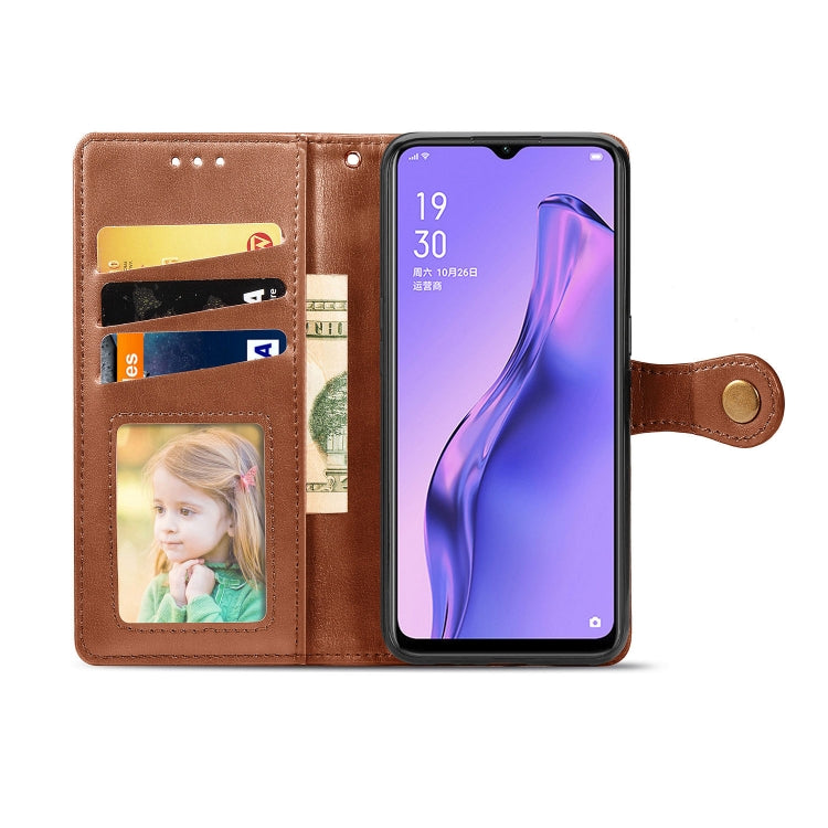 For OPPO A8 Solid Color Leather Buckle Phone Case with Lanyard & Photo Frame & Card Slot & Wallet & Stand Function