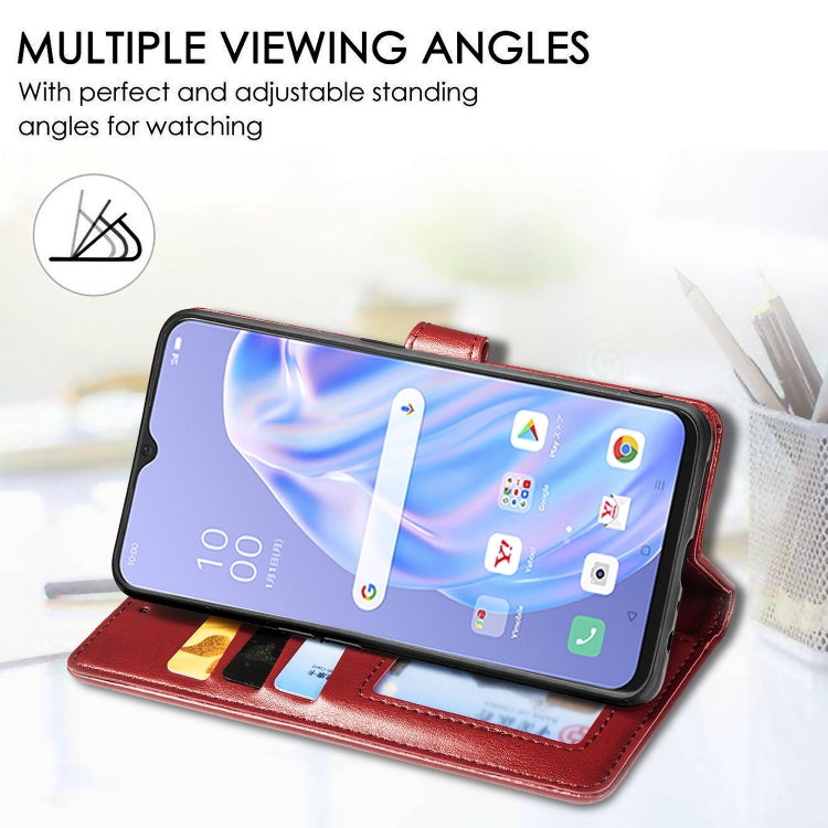 For OPPO A8 Solid Color Leather Buckle Phone Case with Lanyard & Photo Frame & Card Slot & Wallet & Stand Function