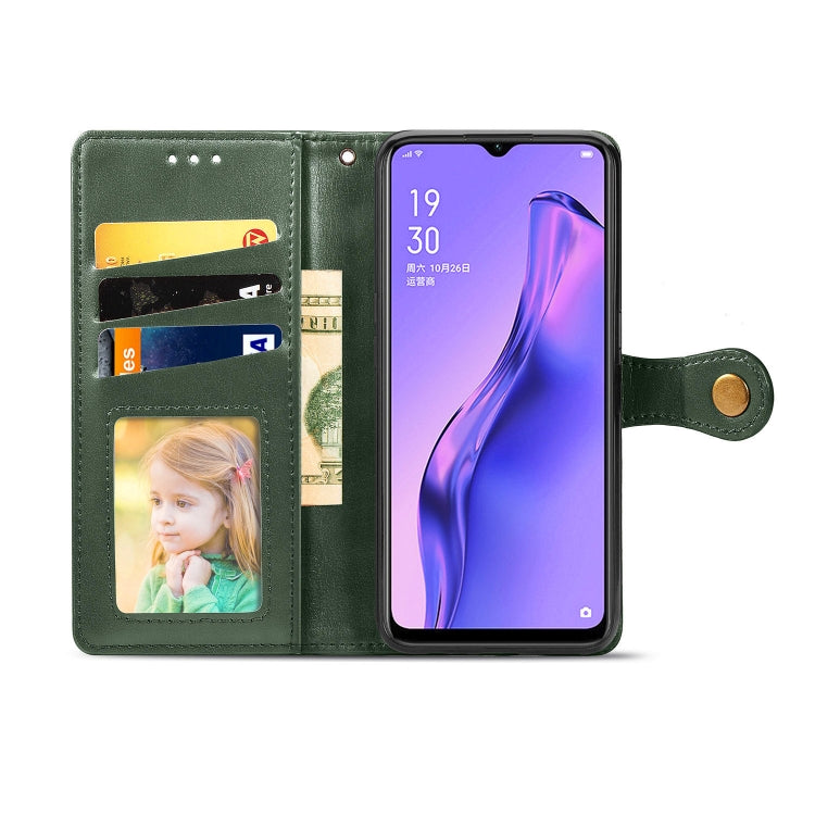 For OPPO A8 Solid Color Leather Buckle Phone Case with Lanyard & Photo Frame & Card Slot & Wallet & Stand Function