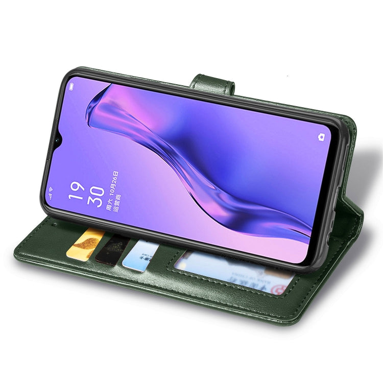 For OPPO A8 Solid Color Leather Buckle Phone Case with Lanyard & Photo Frame & Card Slot & Wallet & Stand Function