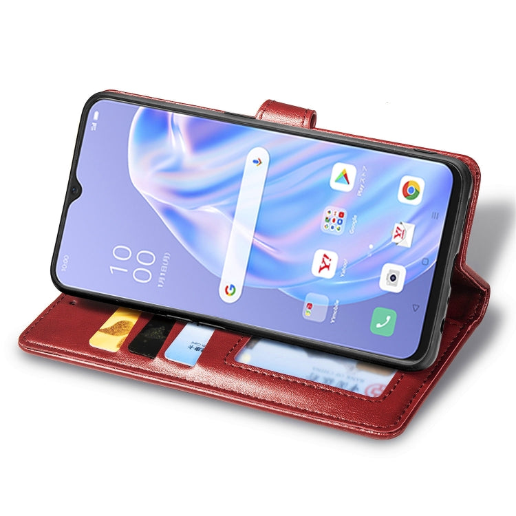 For OPPO Reno3 A Solid Color Leather Buckle Phone Case with Lanyard & Photo Frame & Card Slot & Wallet & Stand Function