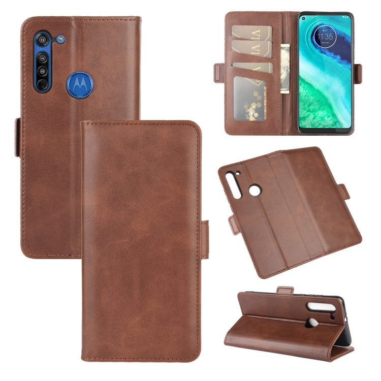 For Motorola Moto G8 Dual-side Magnetic Buckle Horizontal Flip Leather Case with Holder & Card Slots & Wallet