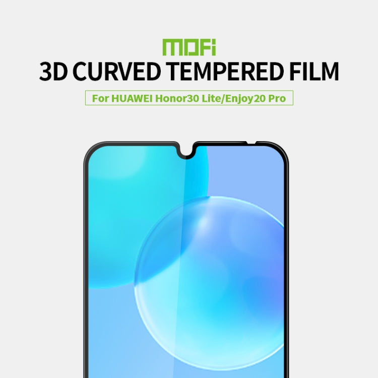 For Huawei Enjoy20 Pro/Honor30 Lite MOFI 9H 3D Explosion-proof Curved Screen Tempered Glass Film(Black)
