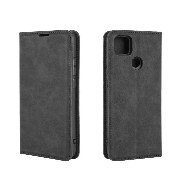For Xiaomi Redmi 9C Retro-skin Business Magnetic Suction Leather Case with Holder & Card Slots & Wallet