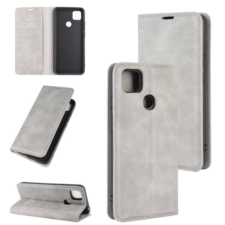 For Xiaomi Redmi 9C Retro-skin Business Magnetic Suction Leather Case with Holder & Card Slots & Wallet