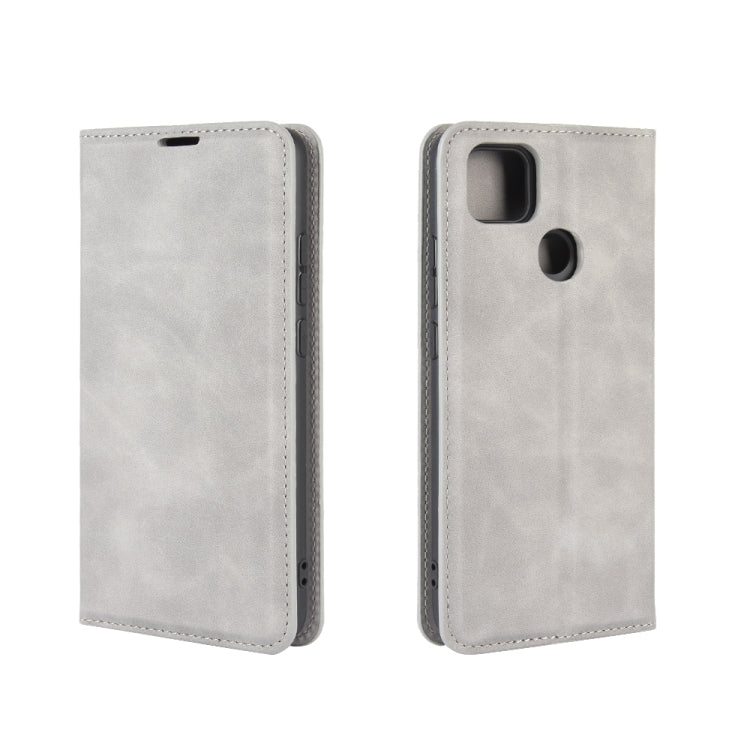 For Xiaomi Redmi 9C Retro-skin Business Magnetic Suction Leather Case with Holder & Card Slots & Wallet