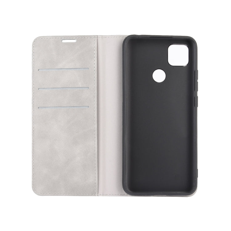 For Xiaomi Redmi 9C Retro-skin Business Magnetic Suction Leather Case with Holder & Card Slots & Wallet