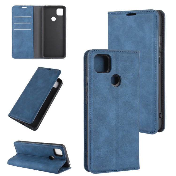 For Xiaomi Redmi 9C Retro-skin Business Magnetic Suction Leather Case with Holder & Card Slots & Wallet