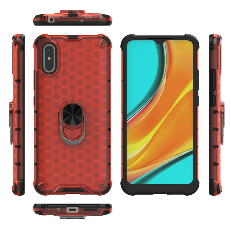 For Xiaomi Redmi 9A Shockproof Honeycomb PC + TPU Ring Holder Protection Case
