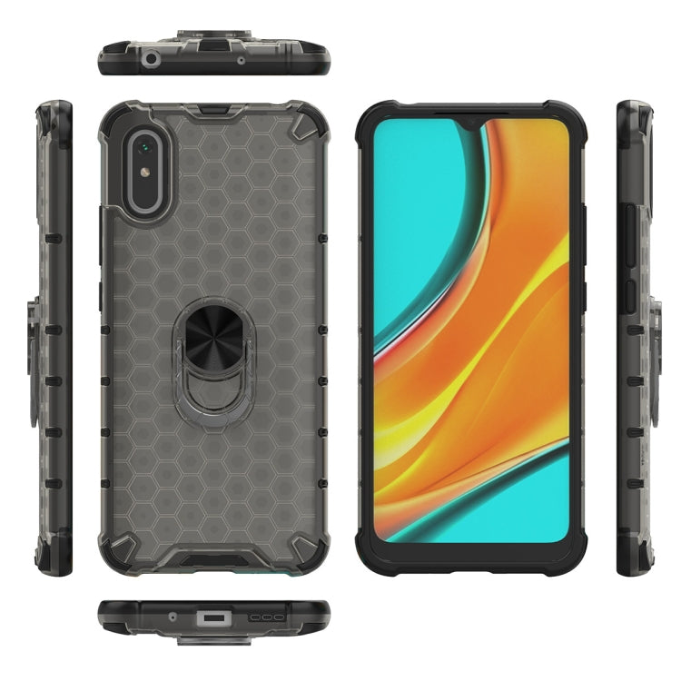 For Xiaomi Redmi 9A Shockproof Honeycomb PC + TPU Ring Holder Protection Case