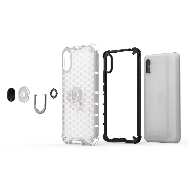 For Xiaomi Redmi 9A Shockproof Honeycomb PC + TPU Ring Holder Protection Case