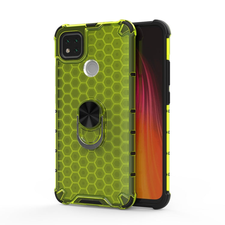 For Xiaomi Redmi 9C Shockproof Honeycomb PC + TPU Ring Holder Protection Case