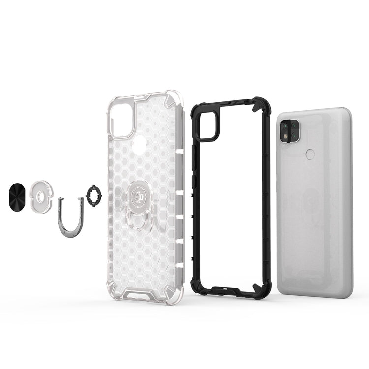 For Xiaomi Redmi 9C Shockproof Honeycomb PC + TPU Ring Holder Protection Case