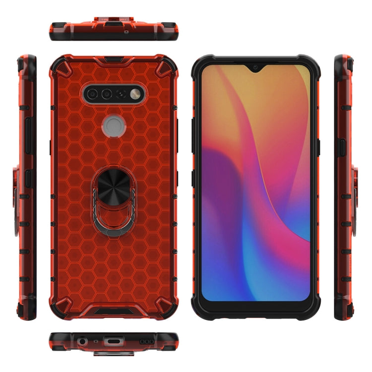 For LG Stylo 6 Shockproof Honeycomb PC + TPU Ring Holder Protection Case