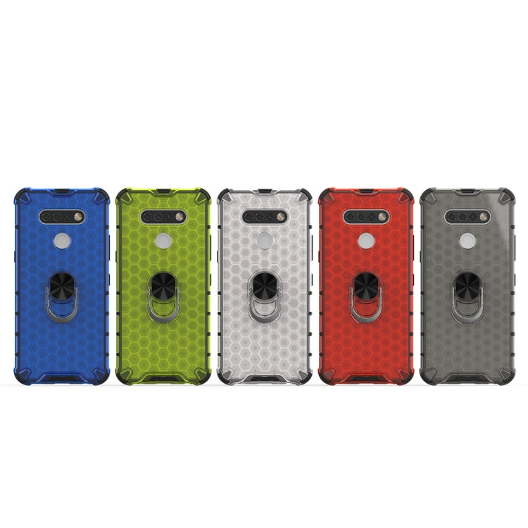 For LG Stylo 6 Shockproof Honeycomb PC + TPU Ring Holder Protection Case