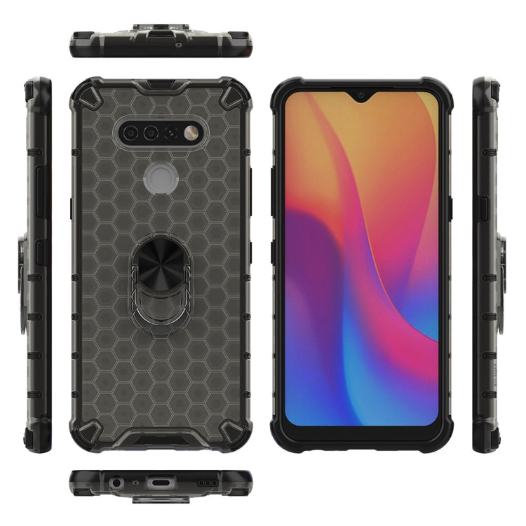 For LG Stylo 6 Shockproof Honeycomb PC + TPU Ring Holder Protection Case