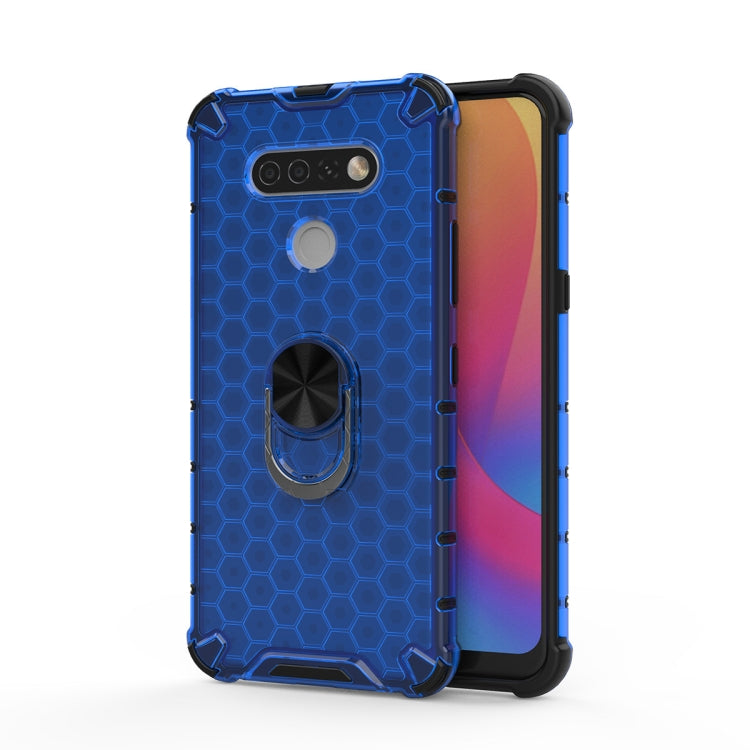 For LG K51 Shockproof Honeycomb PC + TPU Ring Holder Protection Case